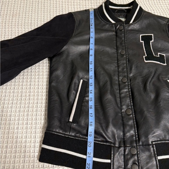 Levis Womens Mixed Media Letterman Varsity Black Bomber Jacket Size Small - Picture 16 of 16